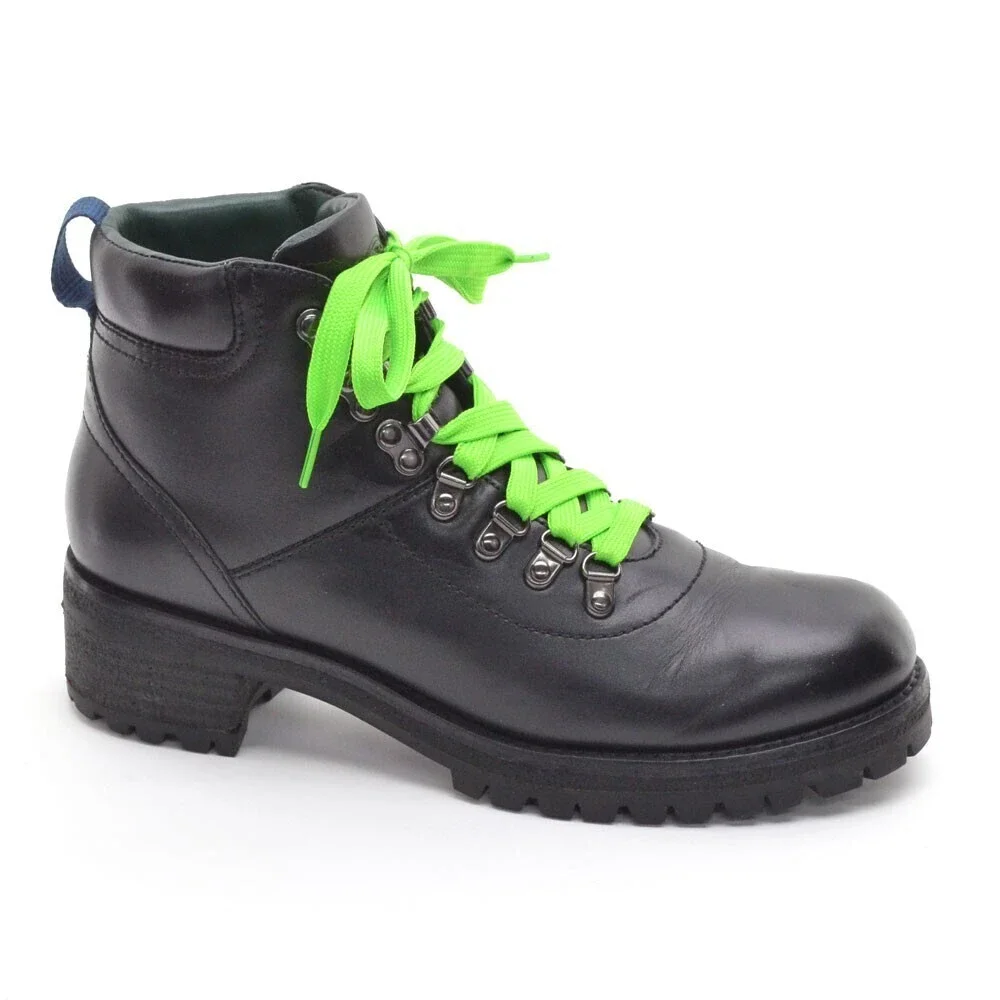 Tory Burch Gunton Black Leather Lace Up Ankle Boots 8.5